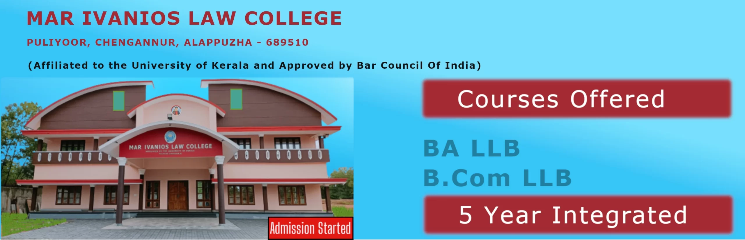 Mar Ivanios Law college, Alappuzha